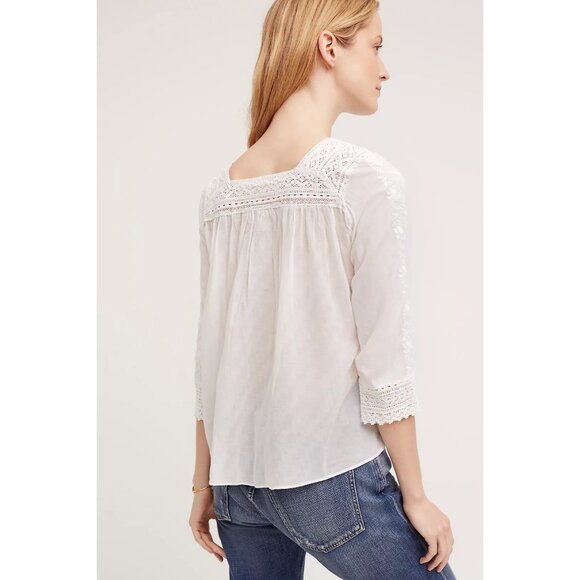 Anthropologie Vanessa Virginia Collaged Lace Ivory Top Embroidered Womens XS - Picture 4 of 15